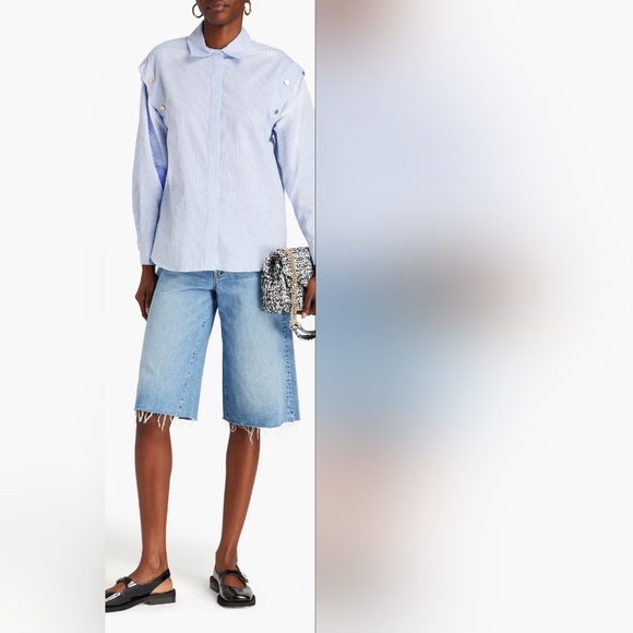 SANDROOrlane convertible striped cotton-blend shirt - Picture 10 of 12